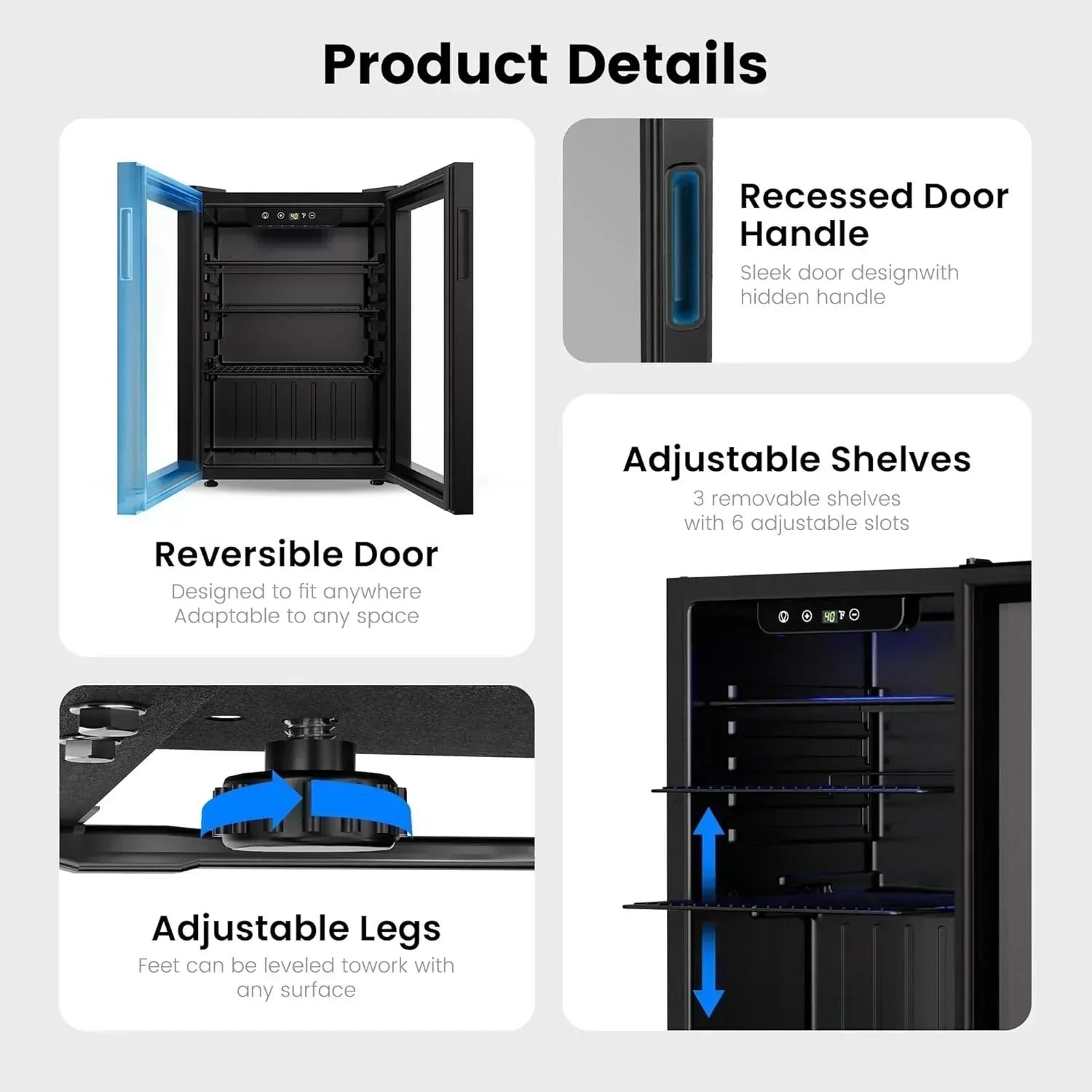 Beverage Refrigerator Cooler 126 Can Mini Fridge Glass Door for Drinks Soda Beer Wine Refrigerator wourant