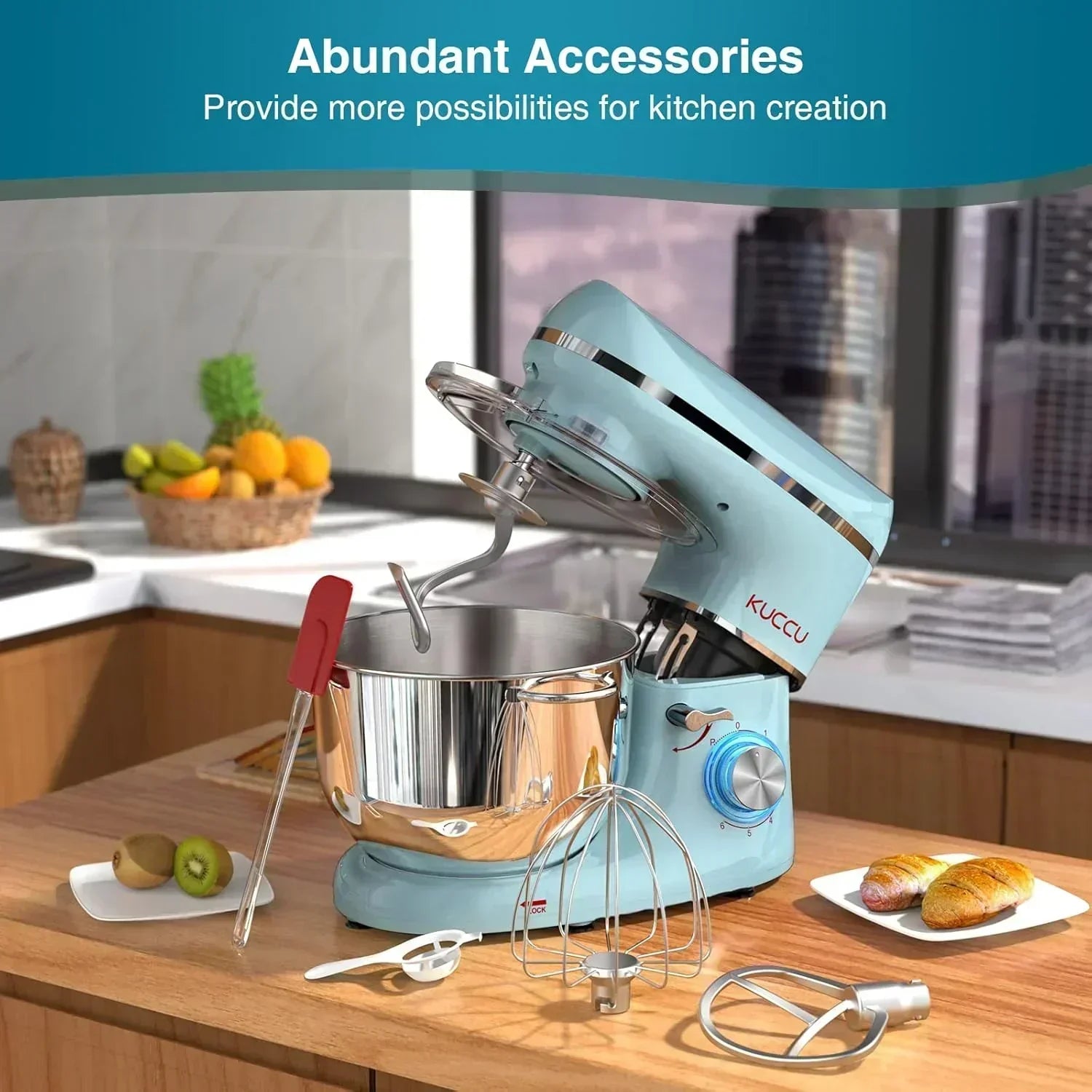 Stand Mixer 6.5 Qt 660W 6-Speed Tilt-Head Food Dough Mixer Kitchen Electric Mixer Stainless Steel wourant