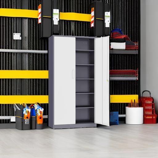 Metal Storage Cabinet with 2 Doors and 6 Shelves Black Metal Cabinet Garage Storage Cabinet wourant