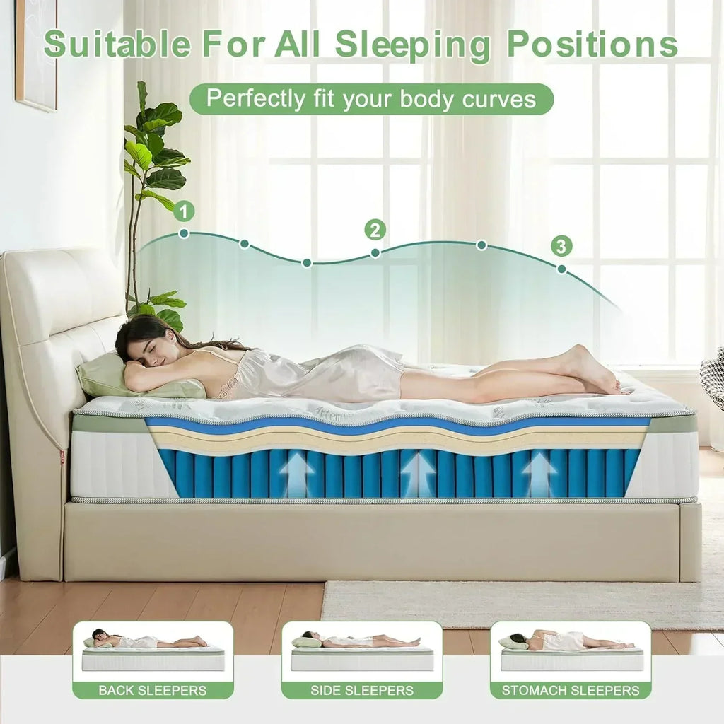 12-inch queen-size mattress medium-firm memory foam hybrid mattress with pocket springs wourant