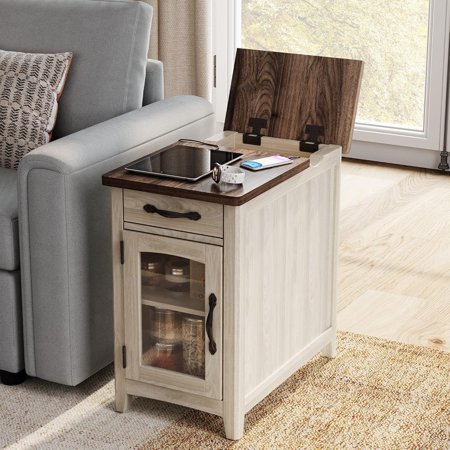 Farmhouse End Table Narrow Side Table Small Nightstand wourant