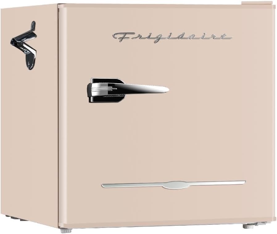 Frigidaire EFR176 Retro Compact Fridge with Chiller Mini Refrigerator with Built-in Bottle Opener for Office, Bedroom, Dorm Room or Cabin, 1.6 cu ft 16" D x 18" W x 18.5" H, Moonlight wourant