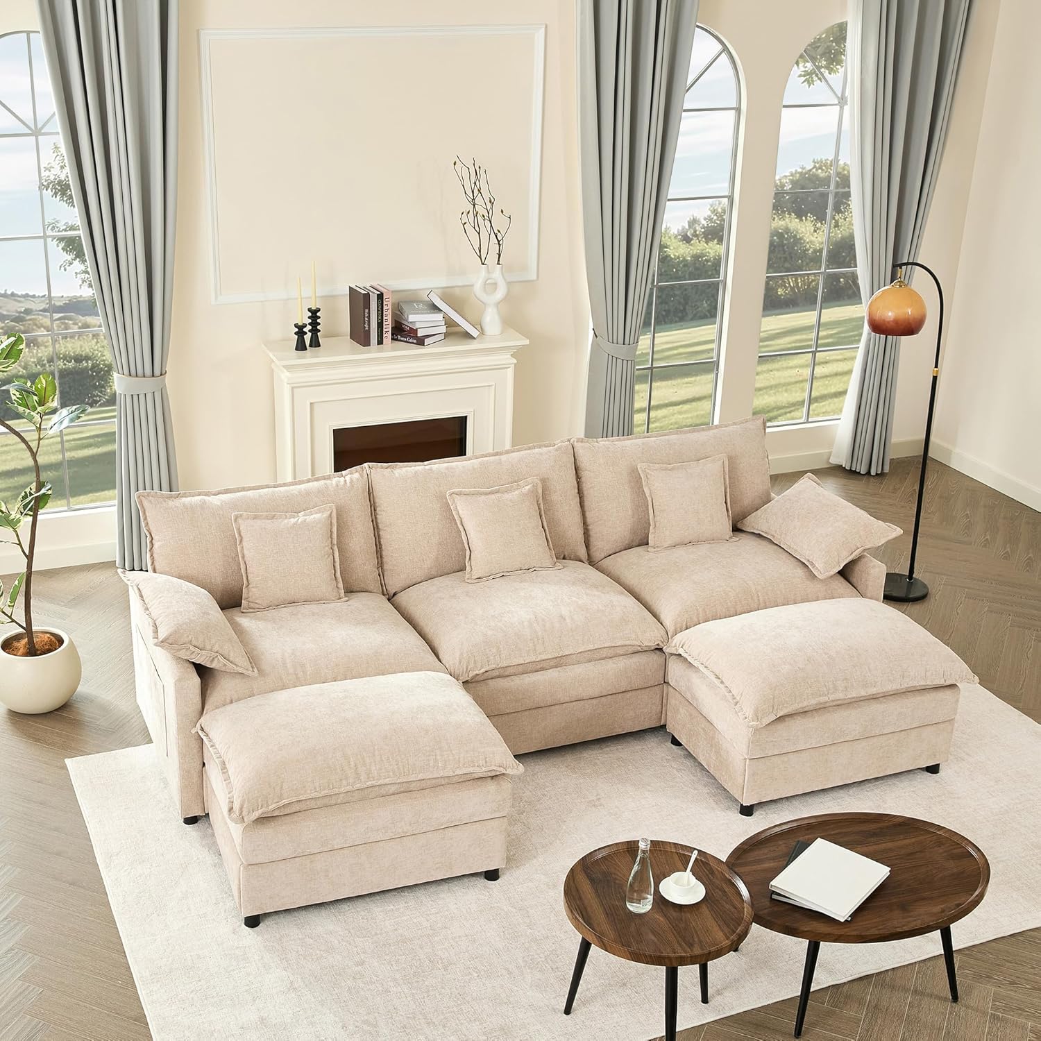 108" U-shaped sofa modular sofa three-seater comfortable cloud sofa wourant