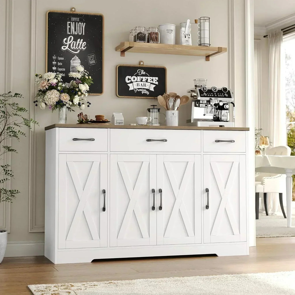 Sideboard with drawers large 55-inch sideboard modern farmhouse wood kitchen dining table wourant