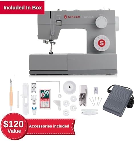 SINGER Heavy Duty 4452 High Speed Sewing Machine With Accessory Kit | Strong Motor with Enhanced Piercing Power, 110 Stitch Applications, Full Metal frame, 1-step Buttonhole & LED Lights wourant