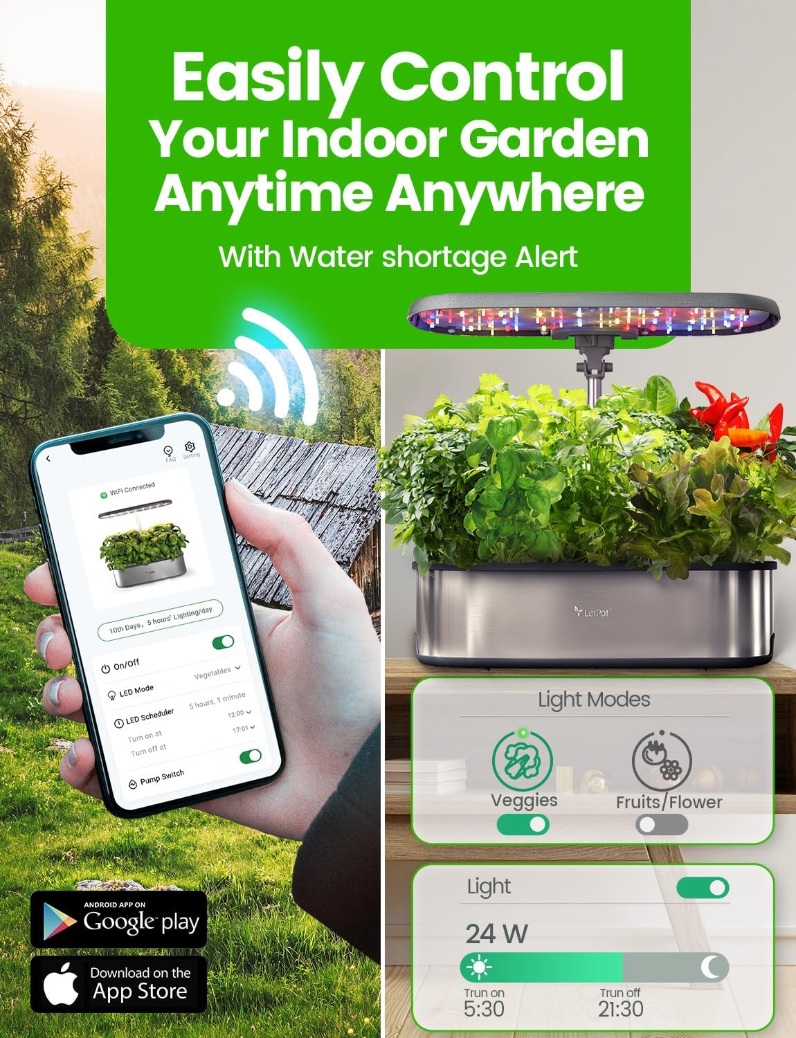 Hydroponic Planting System 12 Indoor Smart Herb Garden Set Indoor Garden App and WiFi Control wourant