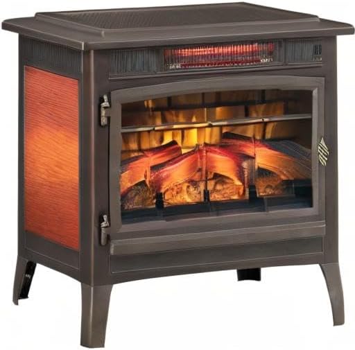 Freestanding Electric Fireplace Stove Heater with 3D Flame Effect for 1,000 Sq. Ft wourant