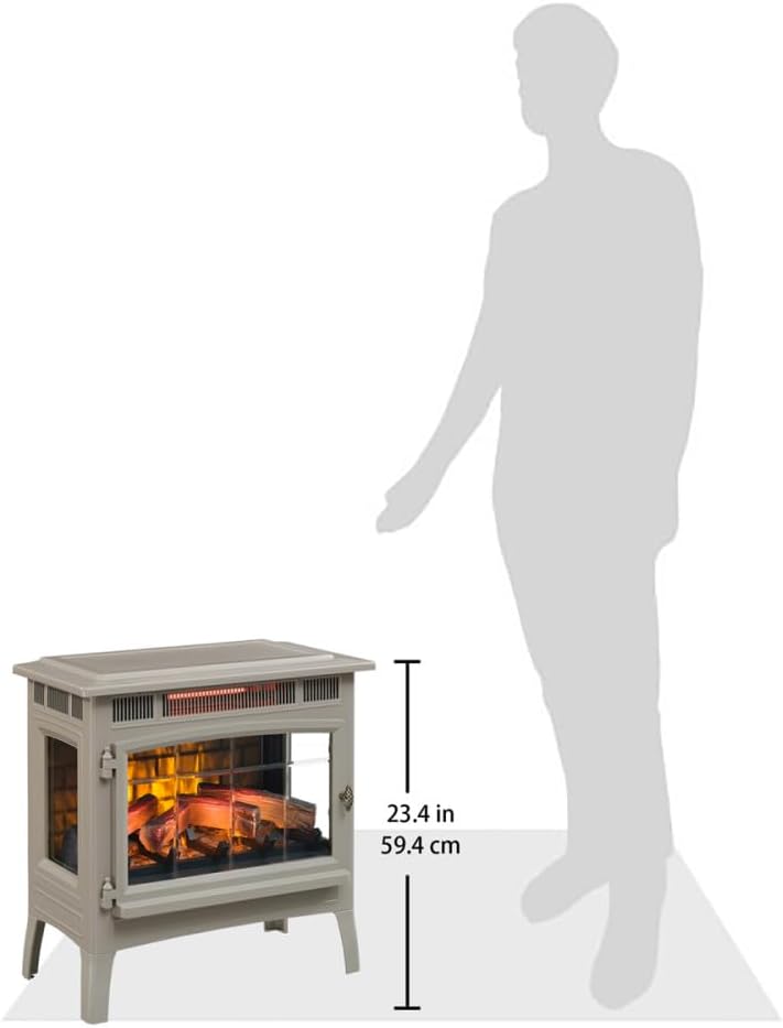 Freestanding Electric Fireplace Stove Heater with 3D Flame Effect for 1,000 Sq. Ft wourant