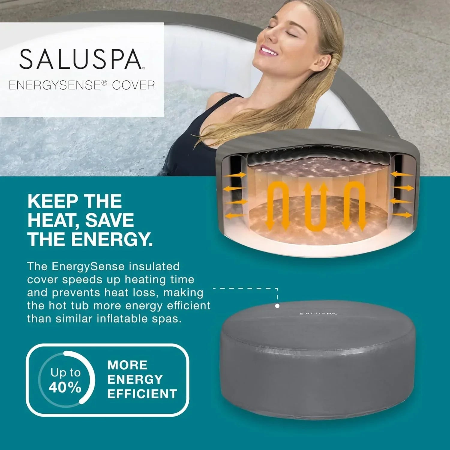Bestway SaluSpa Miami EnergySense AirJet Inflatable Hot Tub Spa 71" x 26" Portable Hot Tub wourant