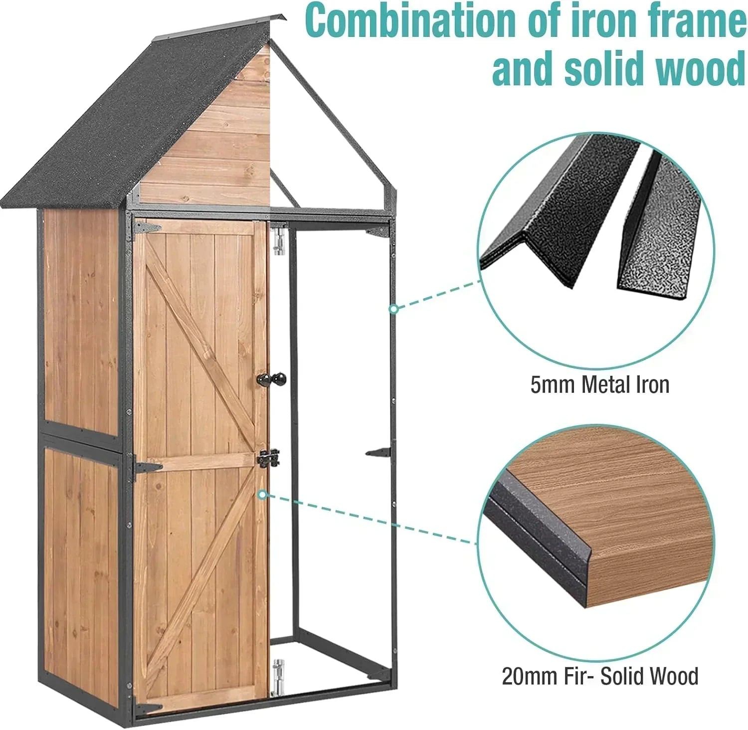 Sheds Outdoor Storage Garden Shed with Metal Frame Structure Adjustable Shelves Capacity Storage wourant