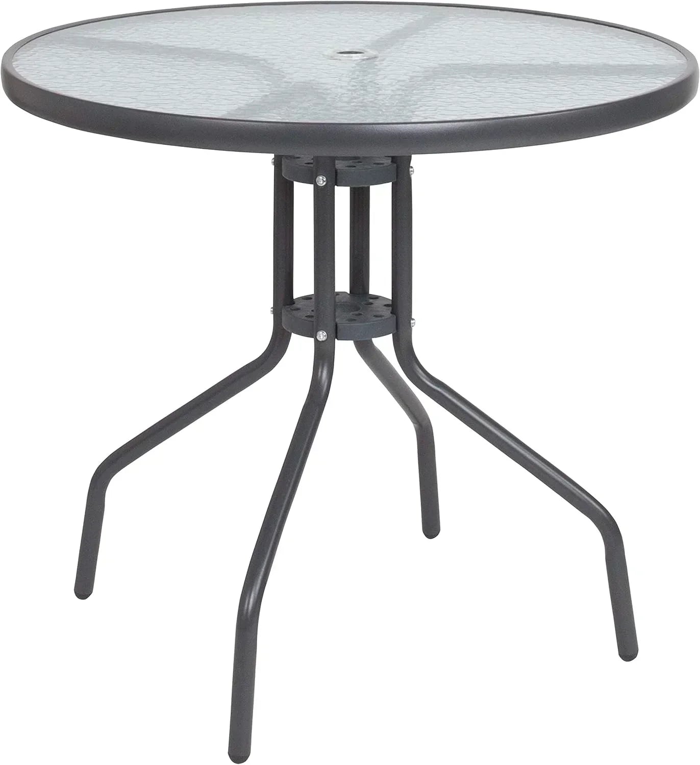 EMMA + OLIVER 6 Piece Brown Patio Garden Set with Umbrella Table Set of 4 Folding Chairs wourant