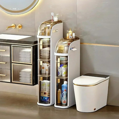 4-Tiers Narrow Bathroom Storage Cabinet 7.1 Slim Bathroom Floor Organizer with Drawers wourant