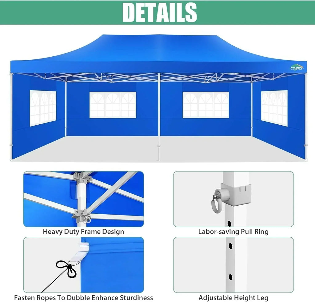 COBIZI 10x20 Heavy Duty Pop up Canopy Tent 6 sidewalls Commercial Canopy Wedding Party Tents wourant