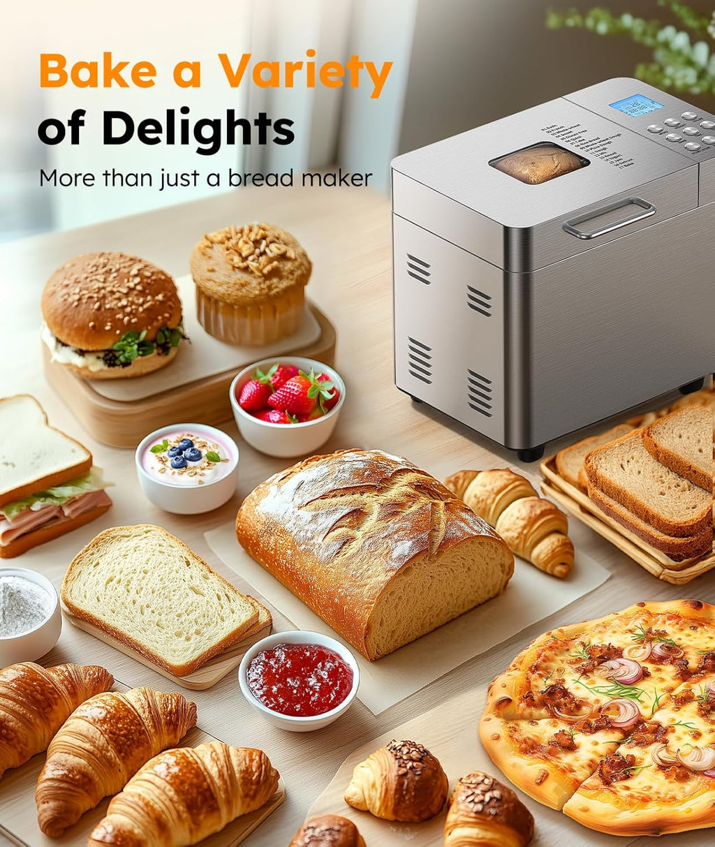 2LB Bread Maker OSIPOTO 17-in-1 Automatic Stainless Steel Bread Maker wourant