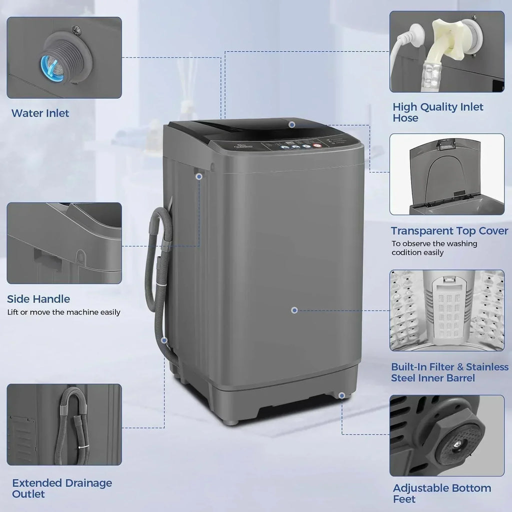 Nictemaw Portable Washing Machine 20Lbs Capacity Full-Automatic Portable Washer Machine wourant