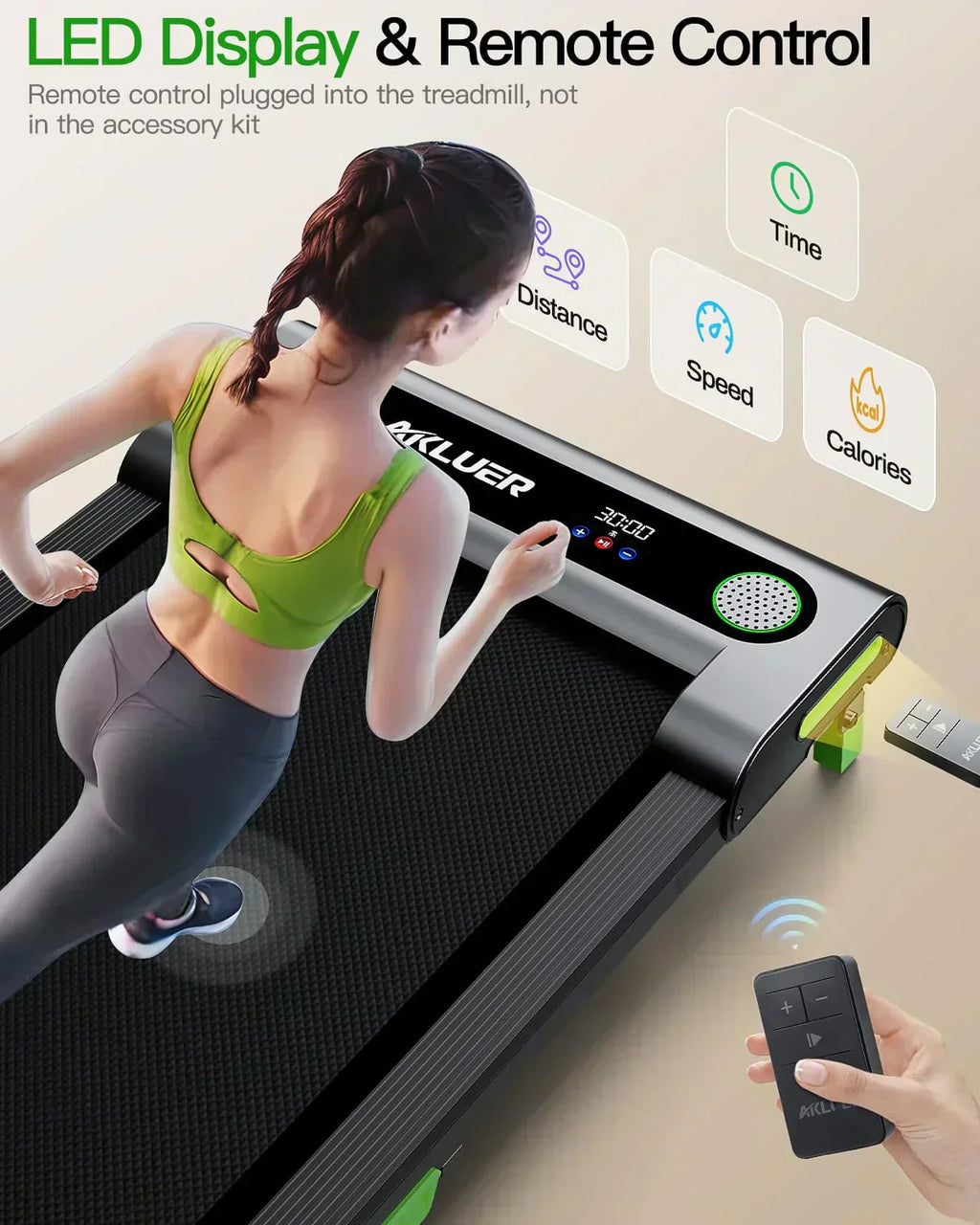 Akluer Inclined Home Treadmill 2.5 HP Small Under-Desk Treadmill Remote Control LED Display wourant
