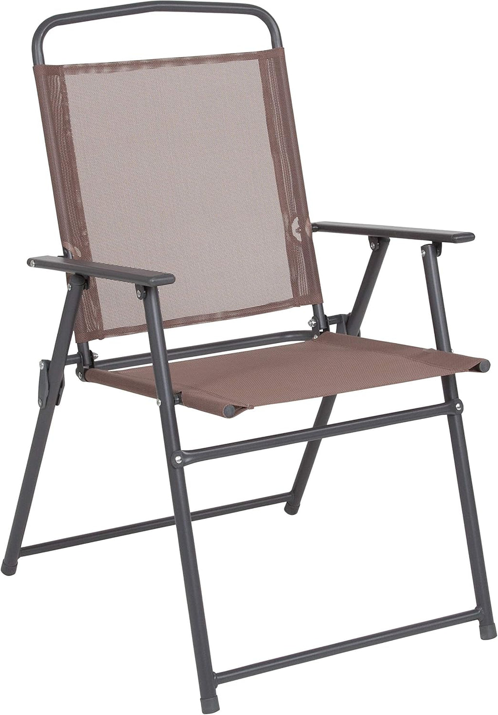 EMMA + OLIVER 6 Piece Brown Patio Garden Set with Umbrella Table Set of 4 Folding Chairs wourant