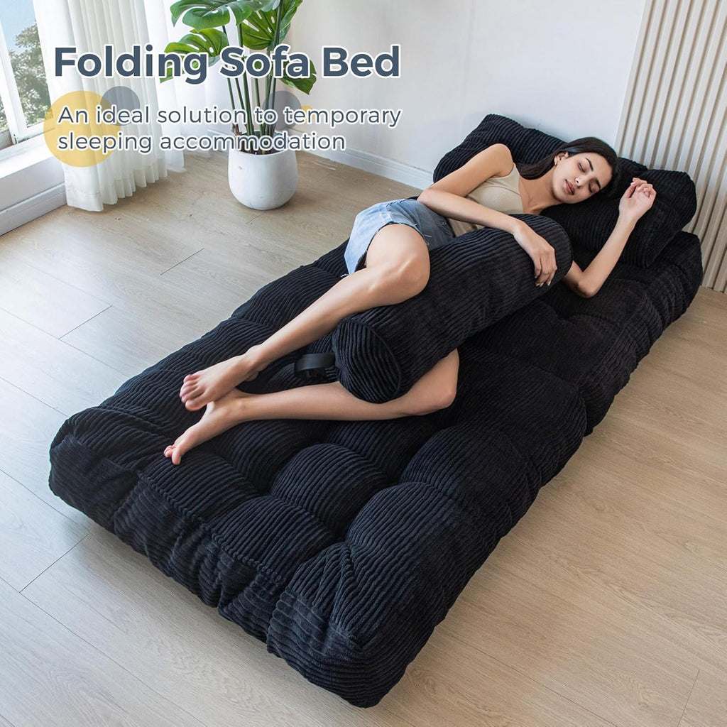 MAXYOYO Folding Sofa Bed Convertible Sleeper Chair with Pillow Foldable Mattress with Back Support wourant