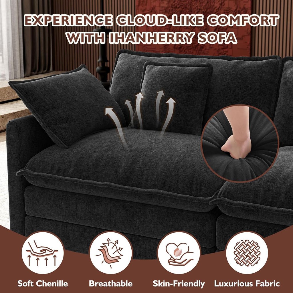 ihanherry 146-inch U-shaped modern sofa modular area cloud sofa wourant