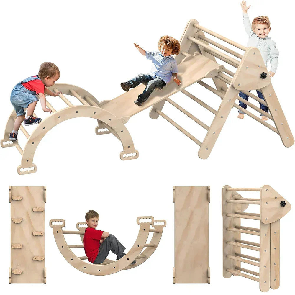Multifunction Montessori Wooden Triangle Climbing Toys wourant
