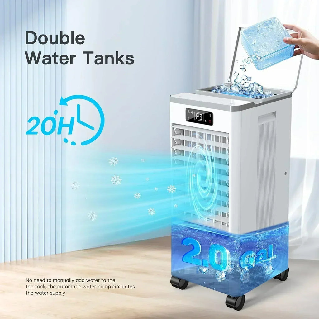 Windowless Portable Air Conditioners Evaporative Air Cooler 3 Modes & 3 Speeds 12H Timer wourant