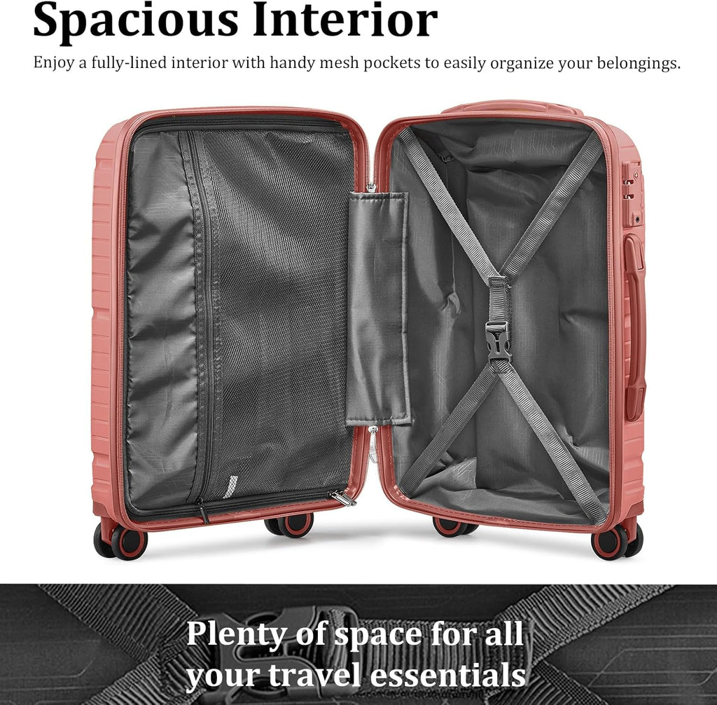 5-piece PP hardshell lightweight travel carry-on luggage set with dual spinner wheels wourant