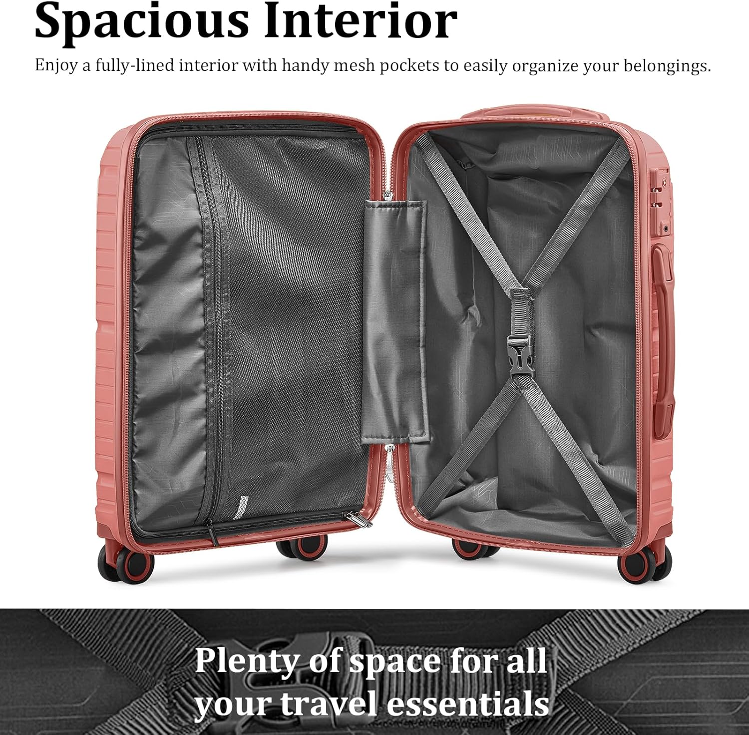 5-piece PP hardshell lightweight travel carry-on luggage set with dual spinner wheels wourant