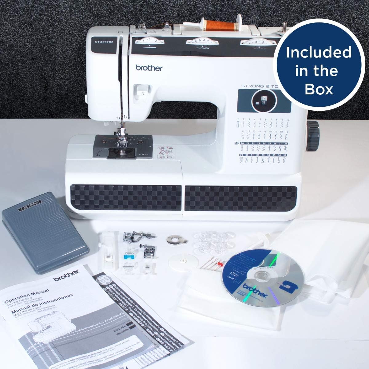 Sewing Machine, Strong Tough 37 Built-in Stitches Free Arm Option 6 Included Feet wourant