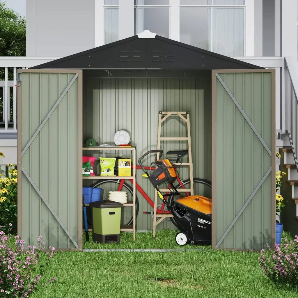 Devoko Outdoor Storage Shed Lockable Metal Garden Shed Steel Anti-Corrosion Storage House wourant