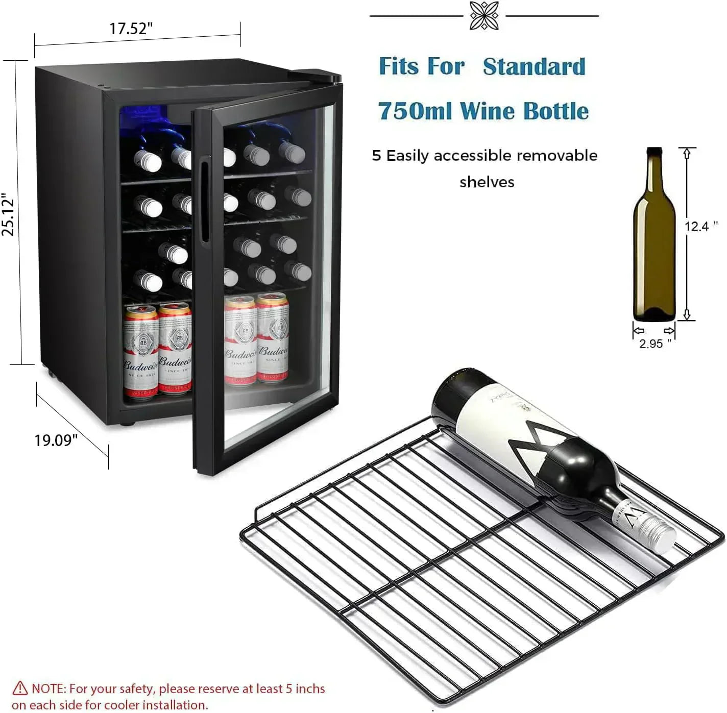 Antarctic Star 26 Bottle 130 Can Wine Cooler/Cabinet Beverage Refrigerator Cellar Beer Clear Glass wourant