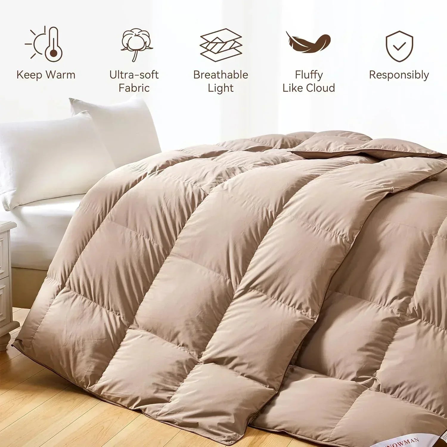 Premium Down Comforter 3D Baffle Box Design wourant
