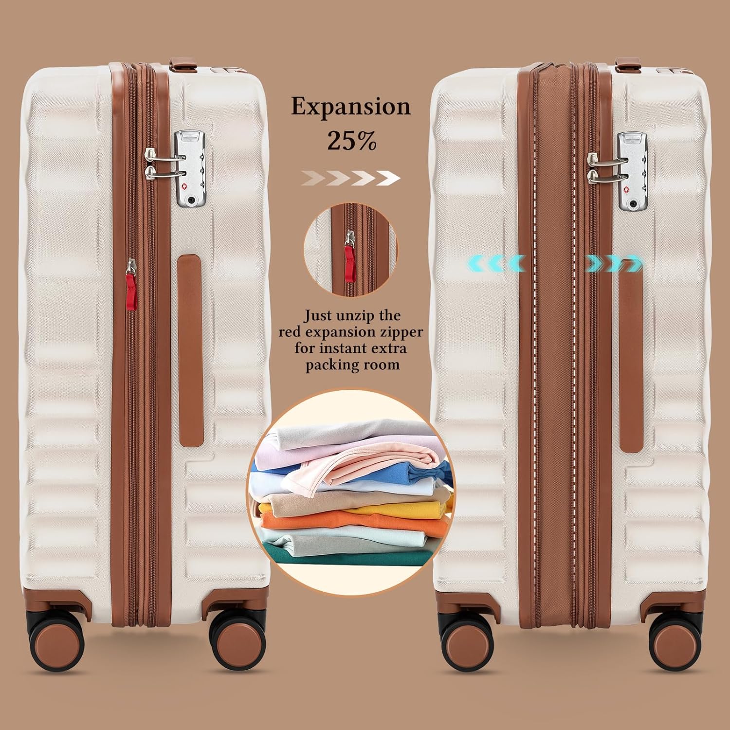 5 piece luggage set expandable suitcase 22x14x9 aviation certified durable waterproof travel set wourant