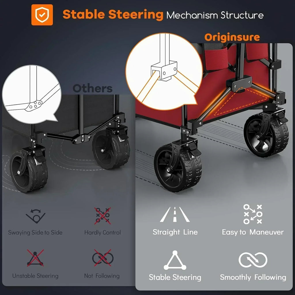 38" long foldable four-wheel stroller 460 lb capacity 220 liter folding beach stroller wourant