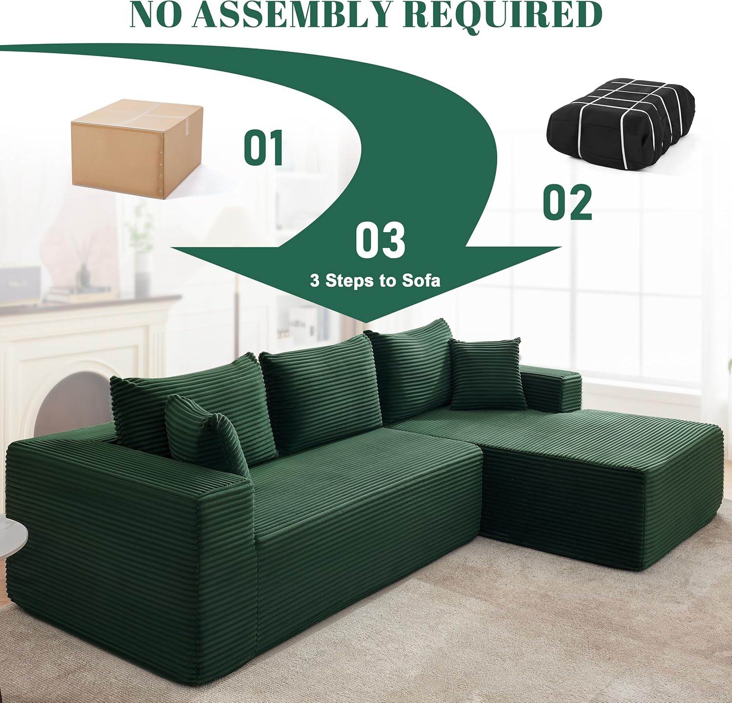 110-inch cloud sofa boneless sofa in the living room modular sofa with deep seats wourant