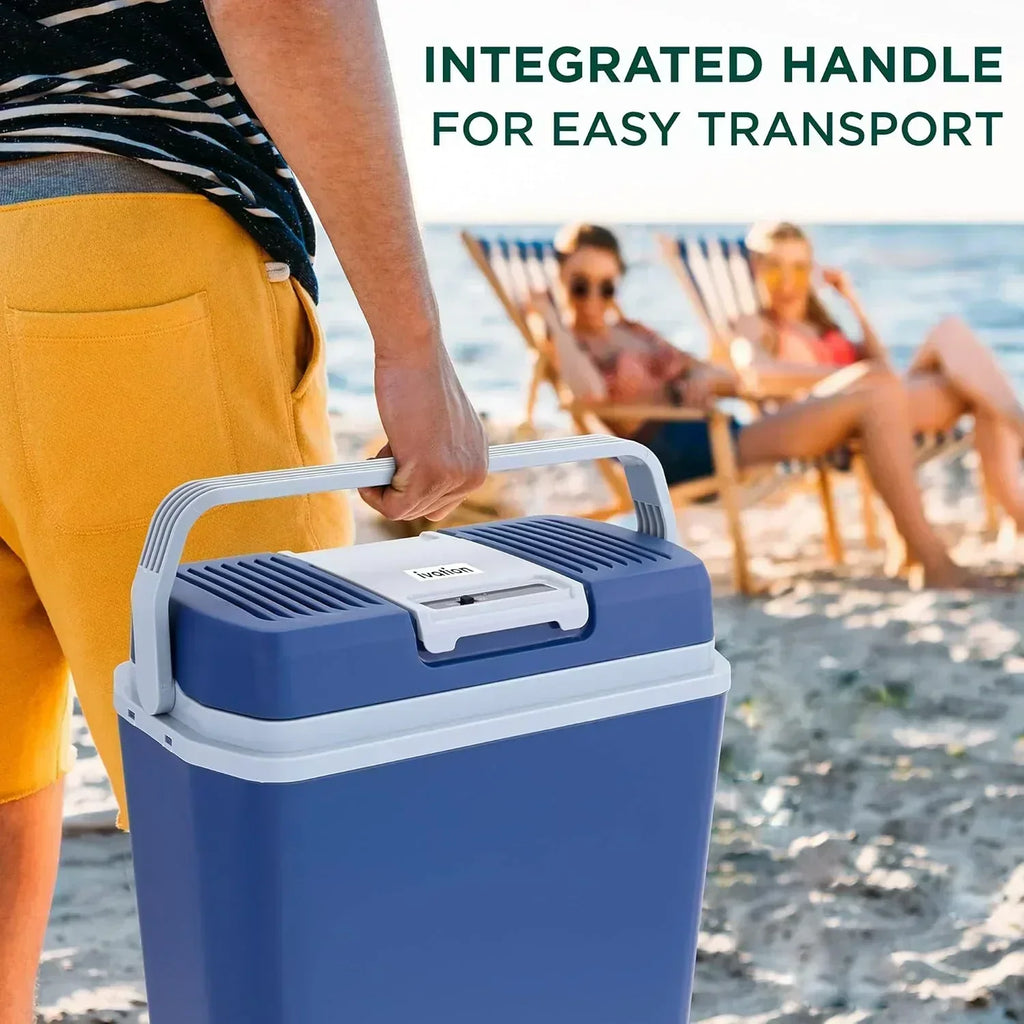 Electric Cooler & Warmer with Handle 24 L Portable Thermoelectric Fridge for Vehicles Trucks wourant