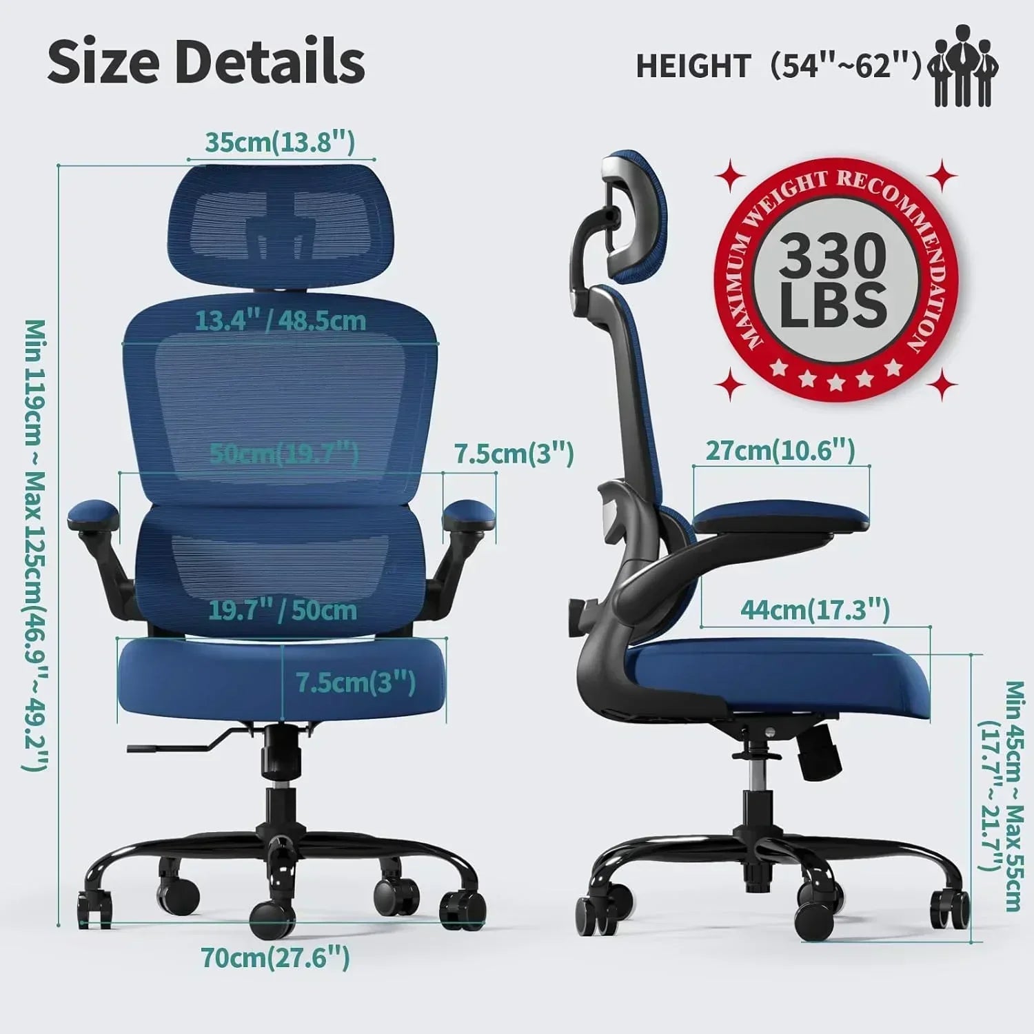Office Chair Ergonomic Desk Chair 330 lbs Home Mesh Desk Chair Comfortable Gaming Chair wourant