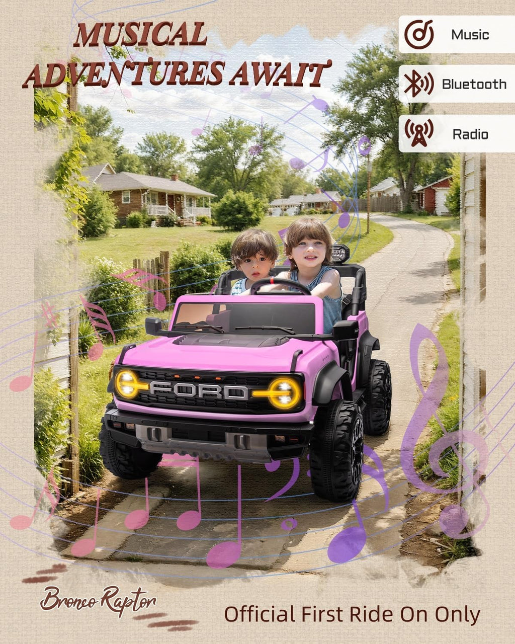 Kids Pink Ride-On Truck Battery Powered Electric Toy Car wourant