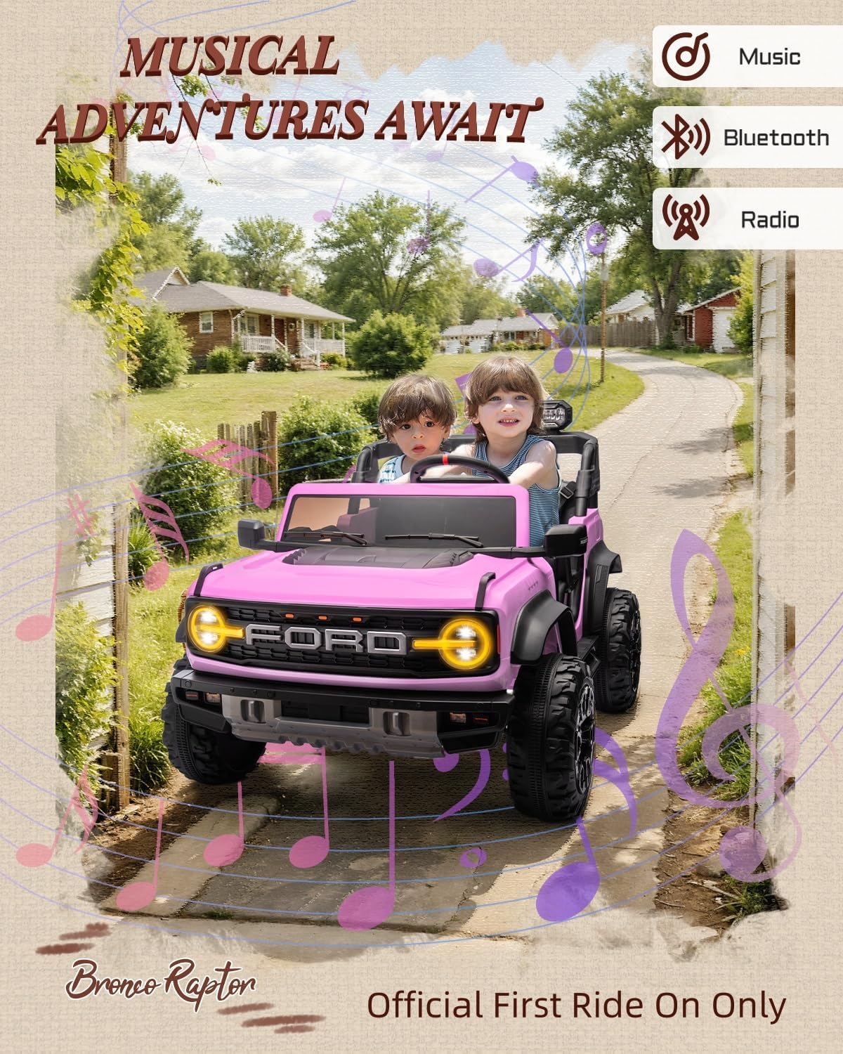 Kids Pink Ride-On Truck Battery Powered Electric Toy Car wourant