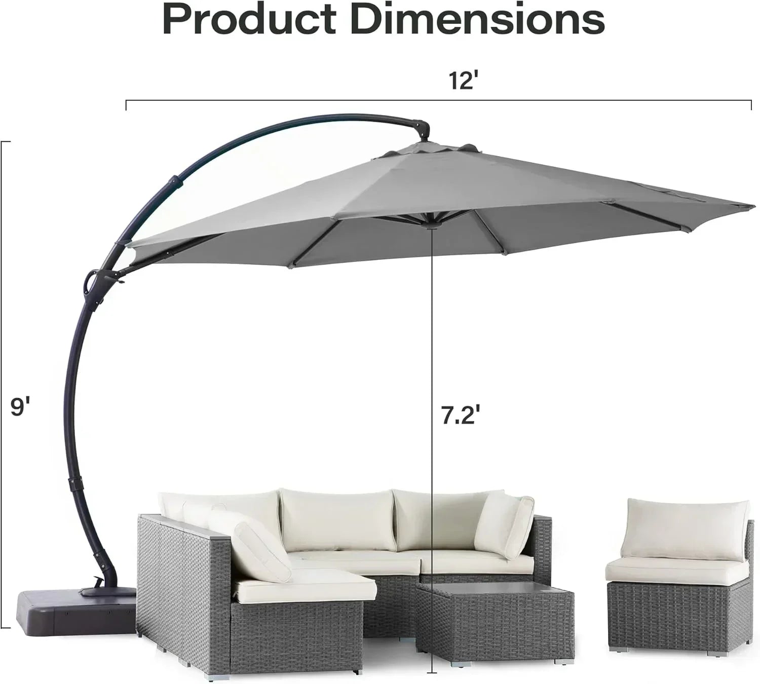 LAUSAINT HOME Outdoor Patio Umbrella with Base included 11 FT Deluxe Curvy Cantilever Umbrella wourant