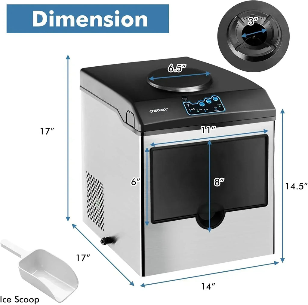 COSTWAY Countertop Ice Maker with Water Dispenser 3 Sizes Bullet Shaped Ice 48lbs/Day wourant
