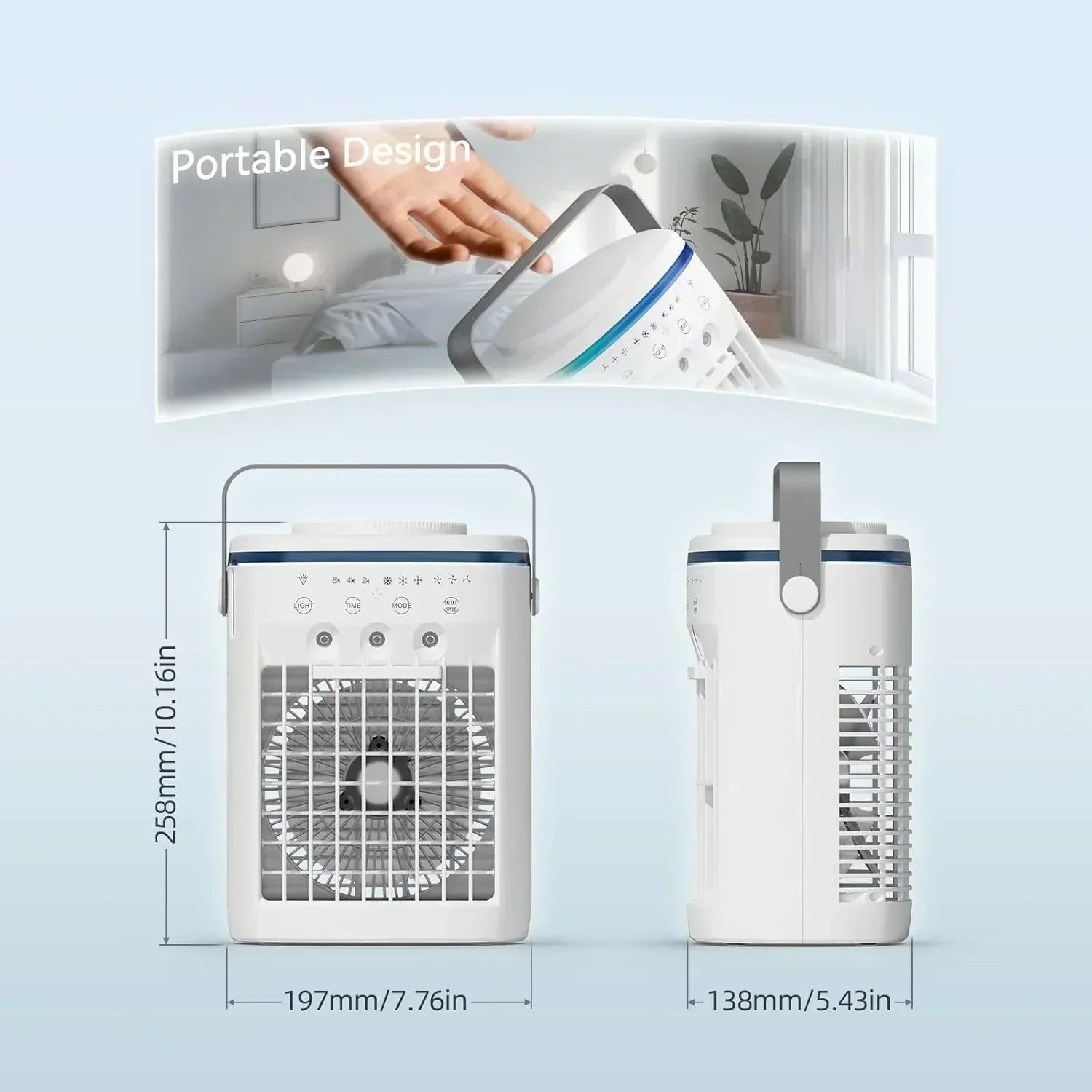Portable Air Conditioner,Cooling Fan with 3 Speeds 3 Modes 2-8H Timer 1000ml Water Tank wourant