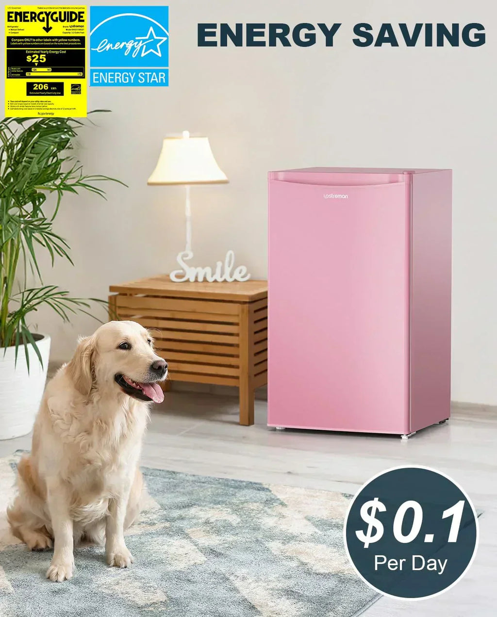 Upstreman 3.2 Cu.Ft Mini Fridge Freezer Single Door Fridge Dorm Fridge Adjustable Thermostat wourant