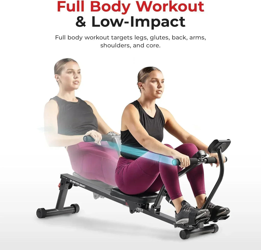 Sunny Health & Fitness Compact Adjustable Rowing Machine with 12 Levels of Resistance wourant