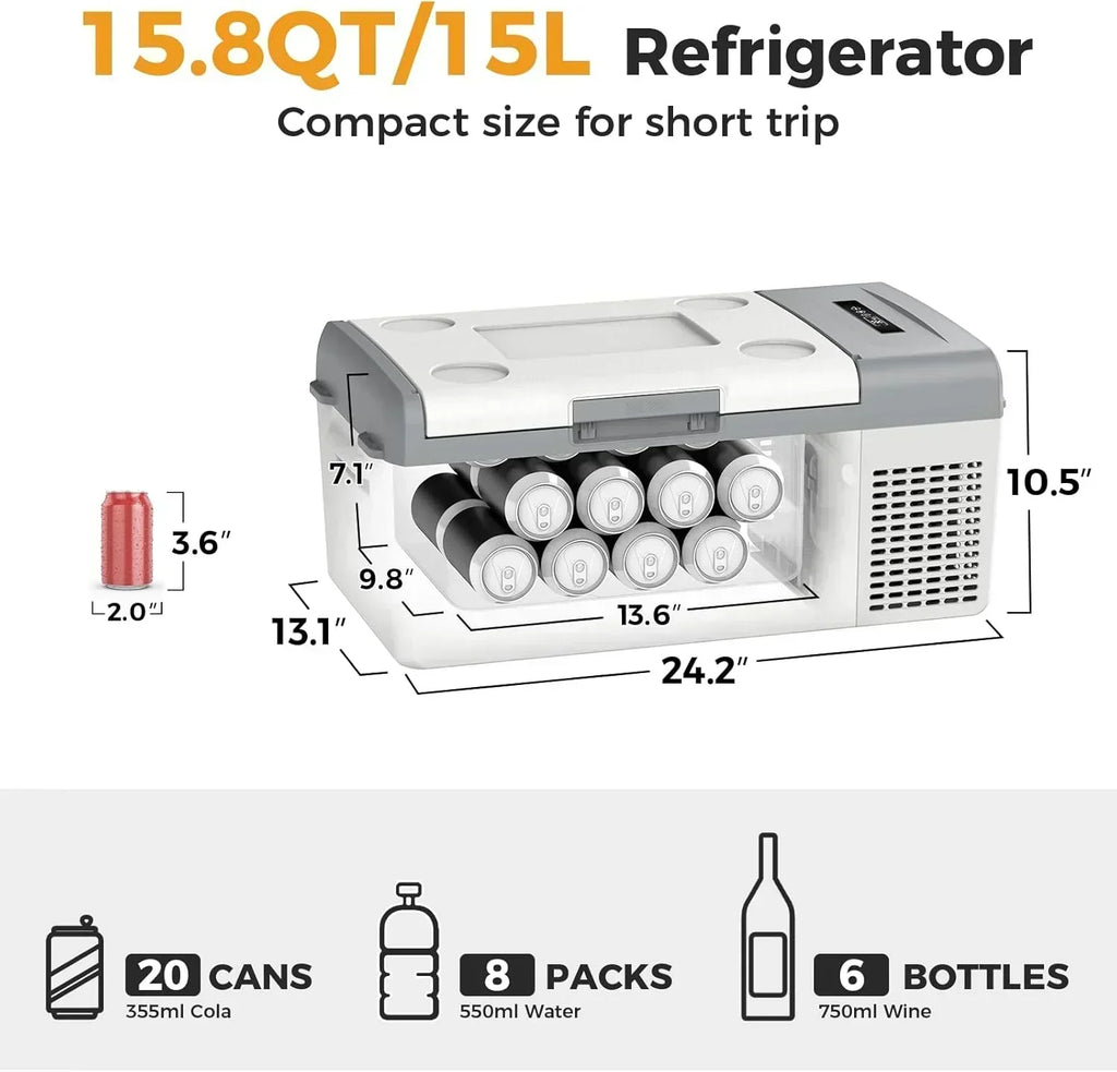 12V Refrigerator 21 Quart Portable Freezer 50 Hours Keep Cool Electric Cooler Car Refrigerator wourant