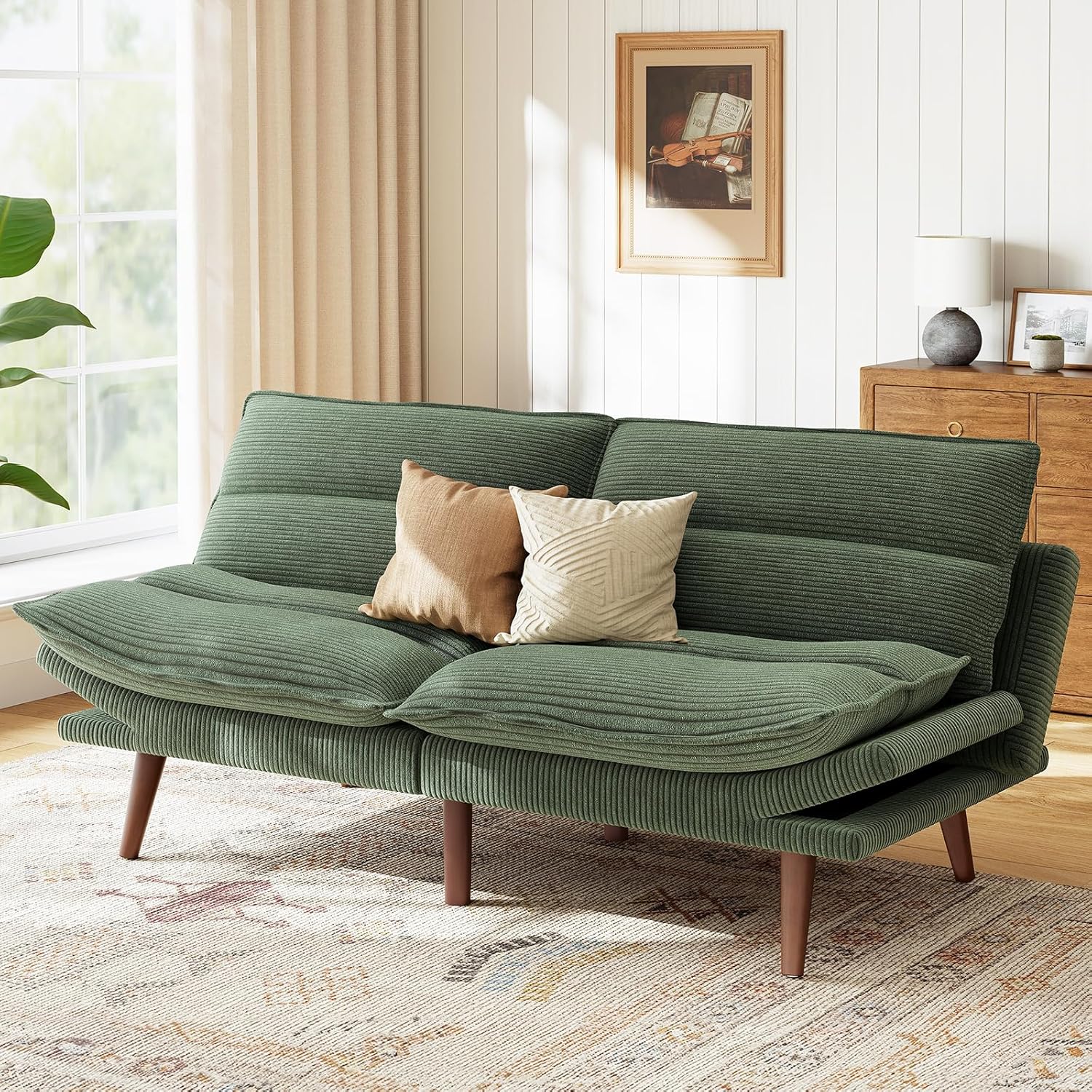 Futon Sofa Bed Futon Sofa Adjustable Back Armrests Converts to Small Sleeper Sofa Bed wourant