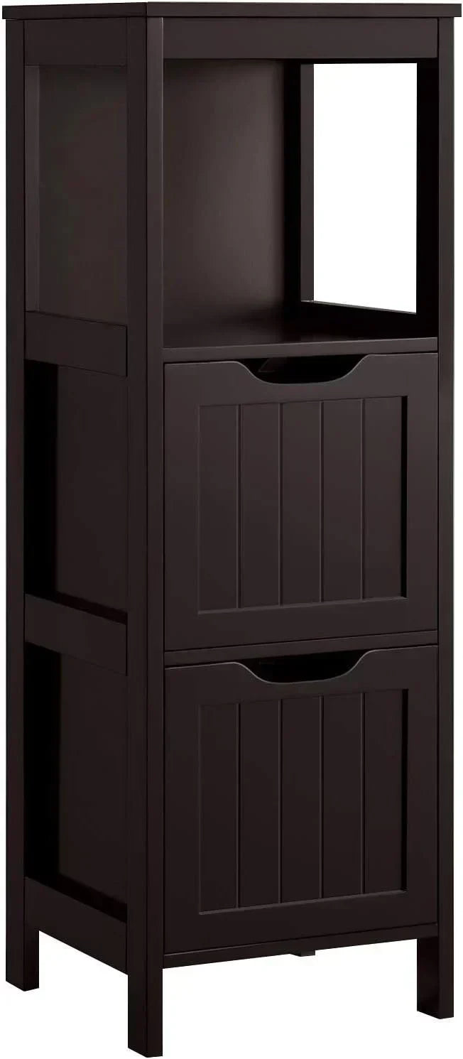 Bathroom Floor Cabinet Wooden Storage Cabinet with 2 Drawers Multifunctional Side Organizer Rack wourant