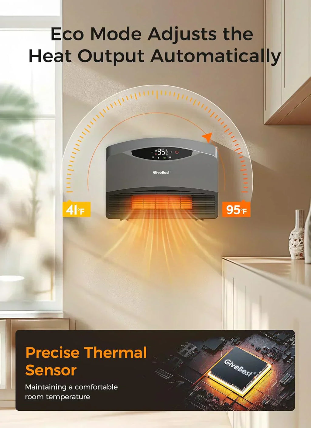 Wall mounted electric heater with WiFi and remote control floor standing heater 1500W wourant