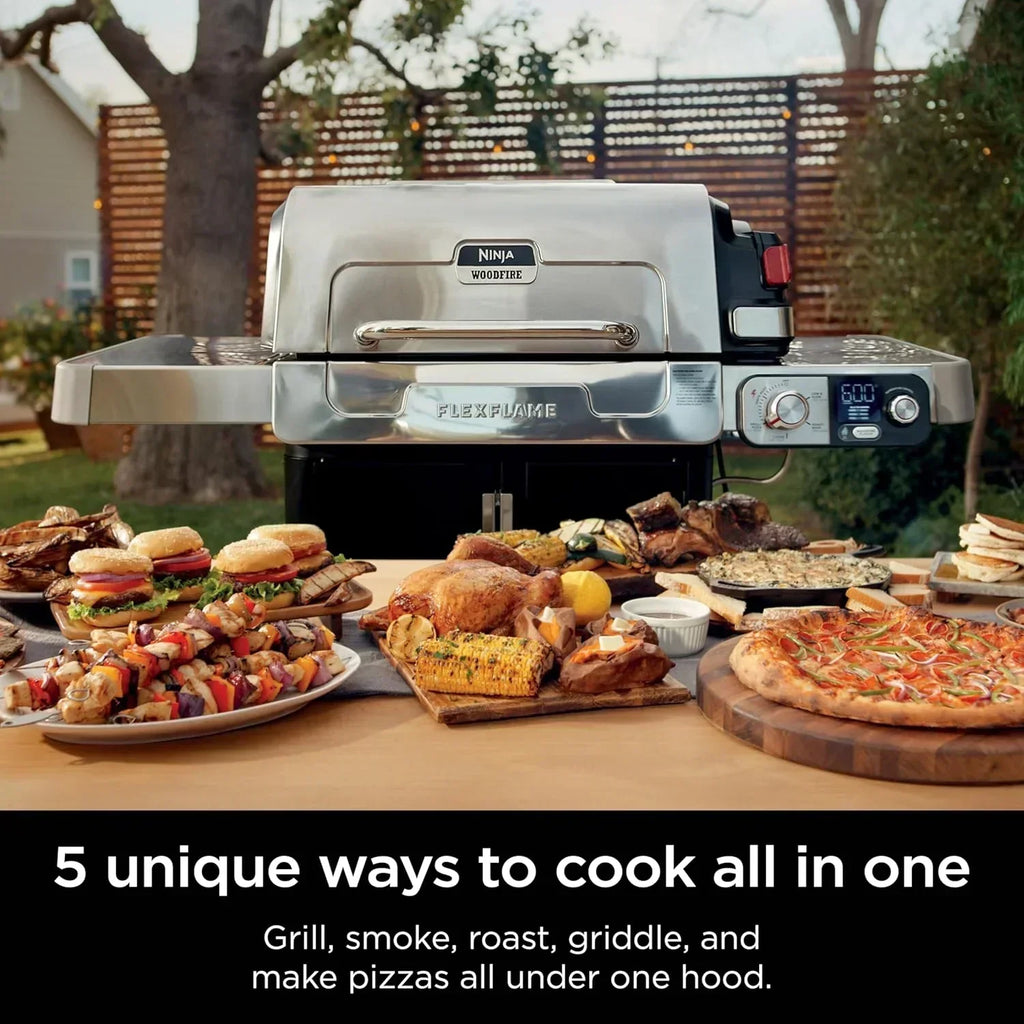 Ninja FlexFlame Grill and Smoker Electric Propane Grill Roaster BBQ Grill 5-in-1 Cooking System wourant