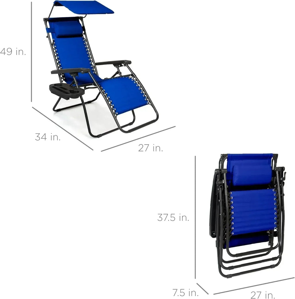 Best Choice Products Folding Zero Gravity Recliner Patio Lounge Chair Adjustable Canopy Shade wourant