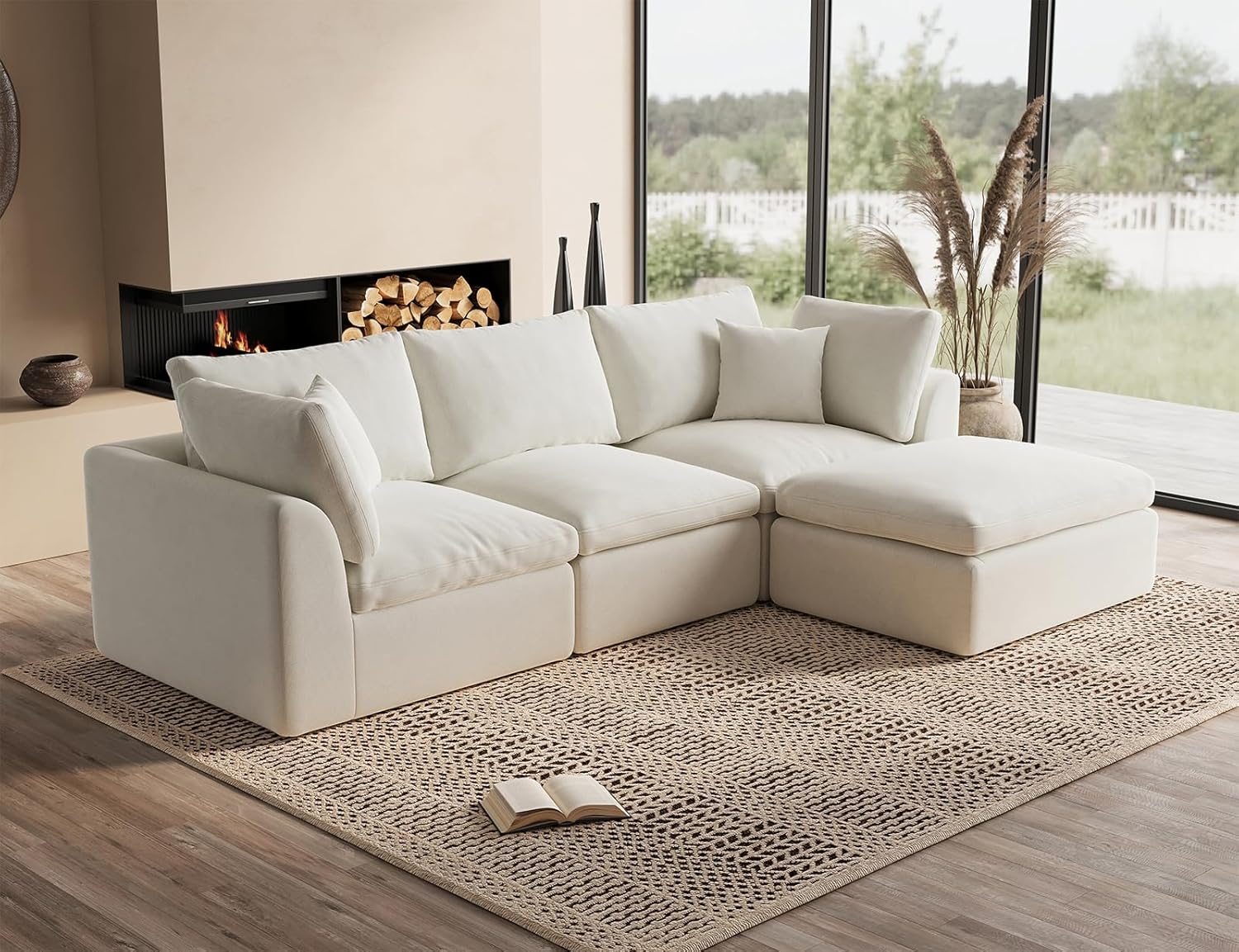 110 inch cloud sectional sofa for living room convertible L-shaped sofa 3 seater sectional sofa wourant